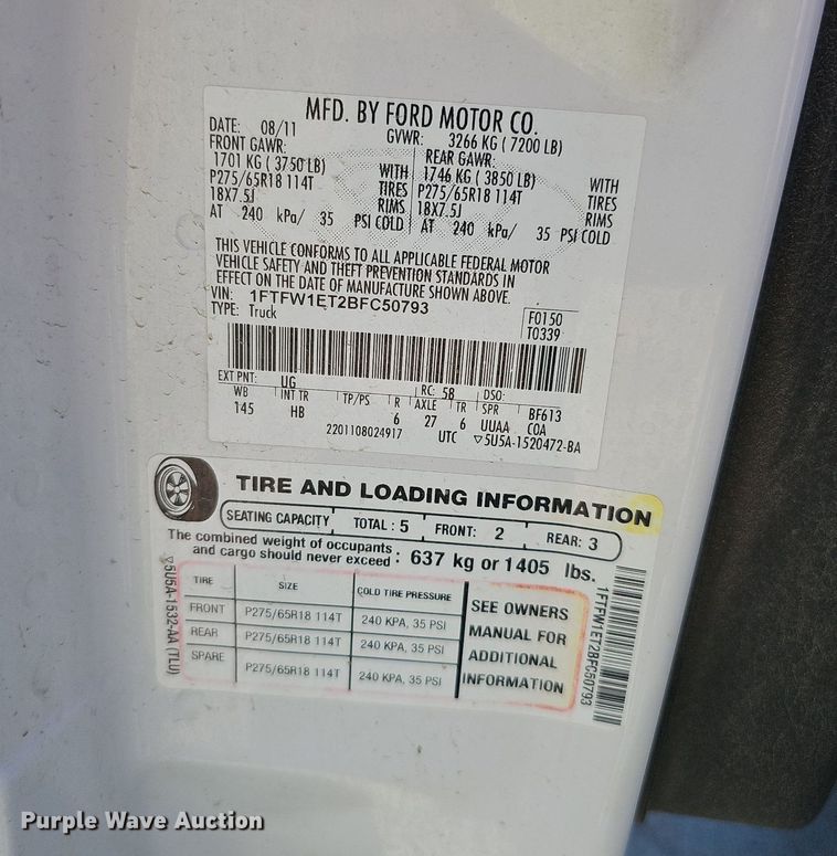 image for item MH9370 2011 Ford F150 Lariat  SuperCrew pickup truck