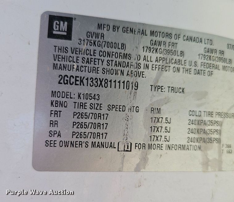 image for item MH9371 2008 Chevrolet Silverado  Crew Cab pickup truck