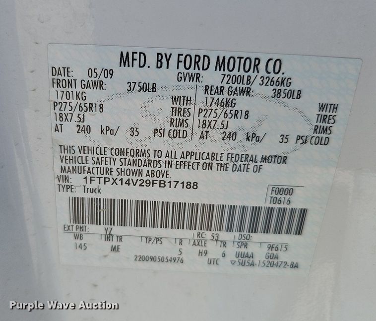 image for item MH9372 2009 Ford F150 XLT  SuperCab pickup truck
