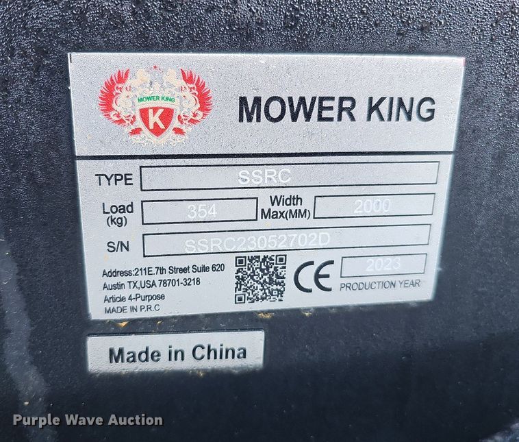 image for item MH9384 Mower King SSRC  skid steer rotary mower