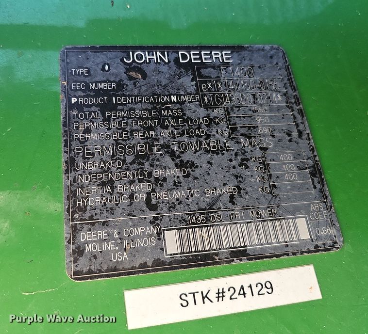 image for item MH9392 John Deere 1435 Series II  lawn mower