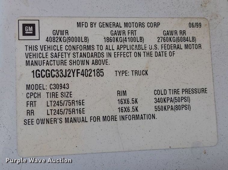 image for item MJ9401 2000 Chevrolet C3500  Crew Cab pickup truck