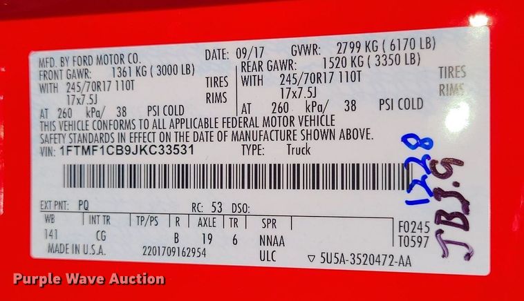 image for item MJ9402 2018 Ford F150  pickup truck