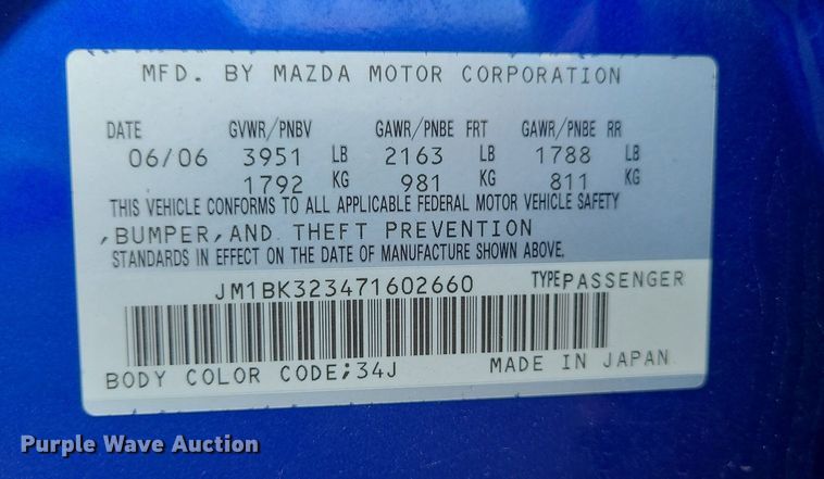 image for item MJ9405 2007 Mazda 3