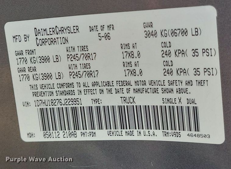 image for item MJ9408 2006 Dodge Ram 1500  Quad Cab pickup truck