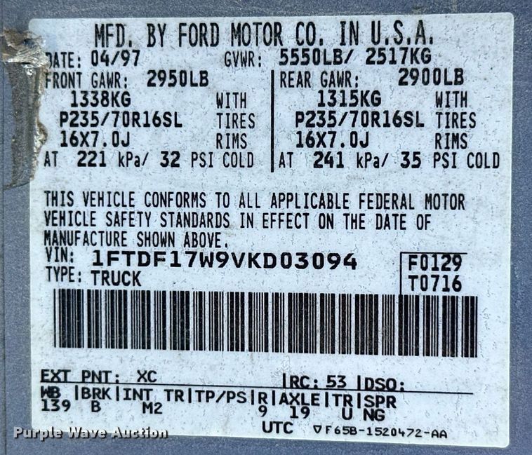 image for item ML9079 1997 Ford F150  pickup truck