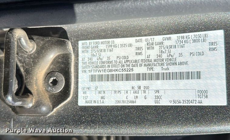 image for item MQ9443 2017 Ford F150  SuperCrew pickup truck