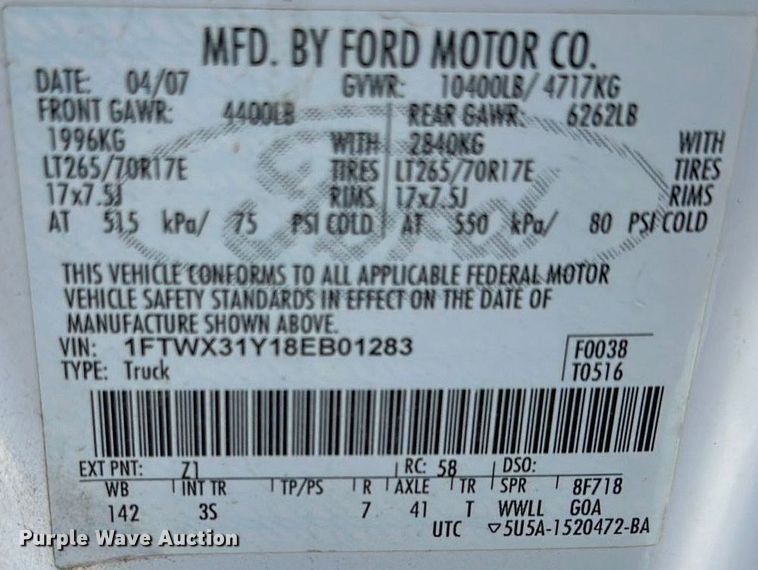 image for item MQ9444 2008 Ford F350 Super Duty  SuperCab pickup truck