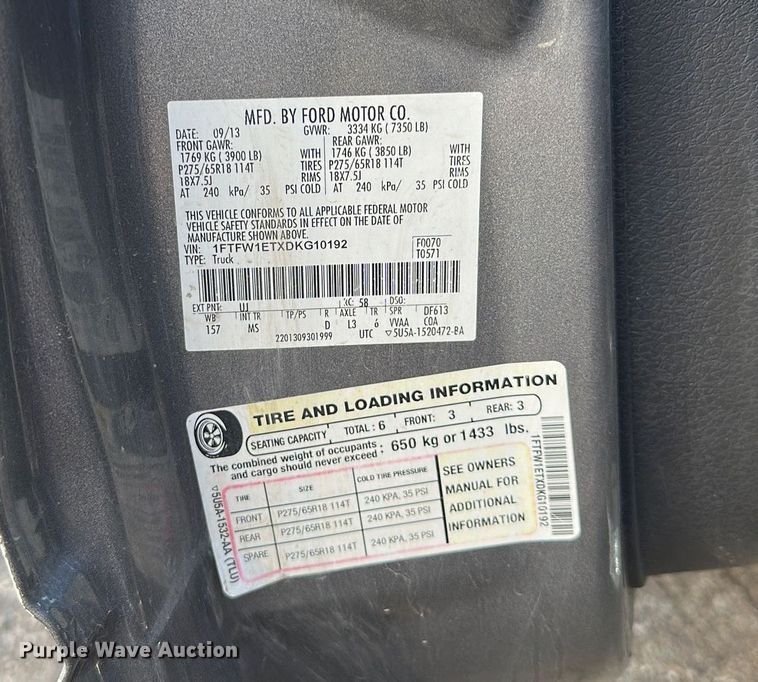 image for item MQ9445 2013 Ford F150  SuperCrew pickup truck