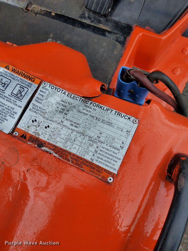 image for item MQ9462 Toyota 7FBEU18  forklift