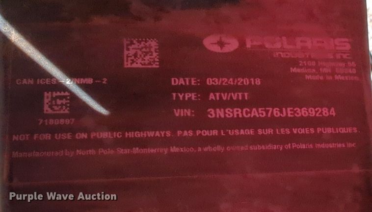 image for item MX9424 2018 Polaris Ranger 570  utility vehicle