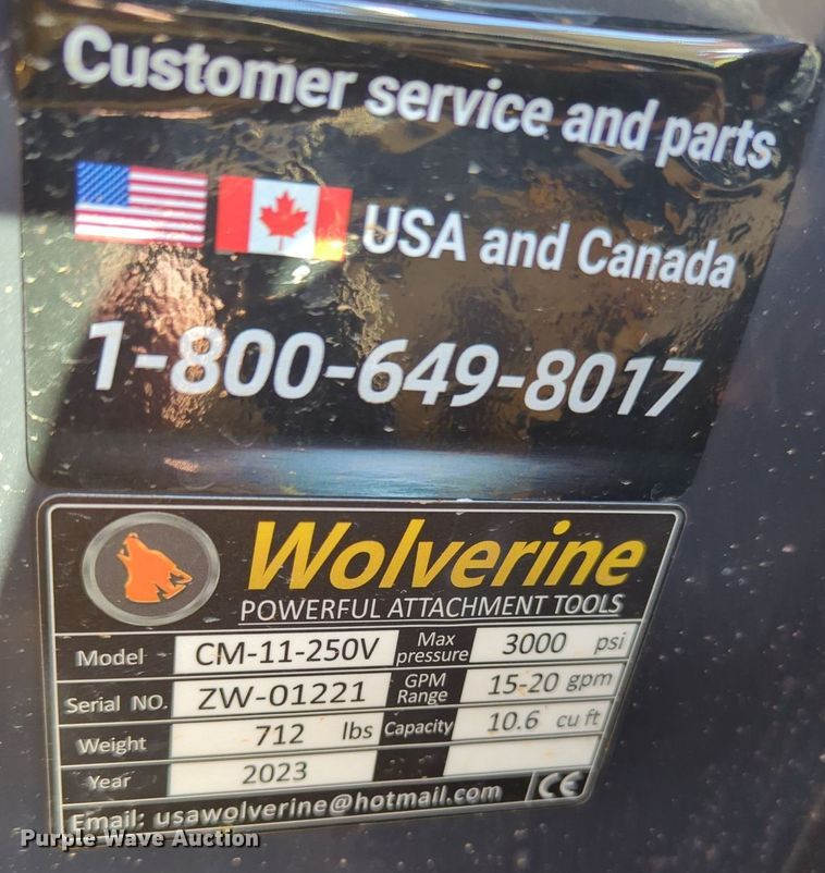 image for item MX9493 2023 Wolverine CM-11-250V  skid steer concrete mixer