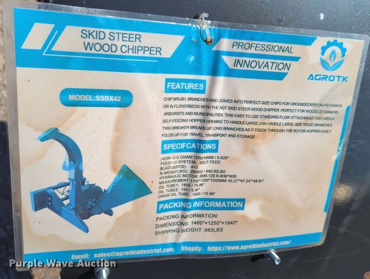 image for item MX9495 2023 Mower King SSBX42S  skid steer wood chipper