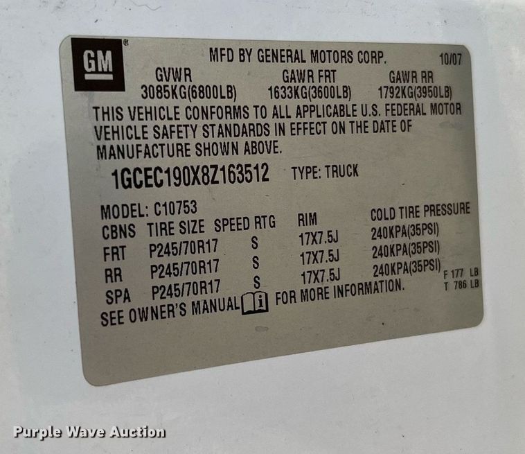 image for item NA9198 2008 Chevrolet Silverado 1500  Ext. Cab pickup truck