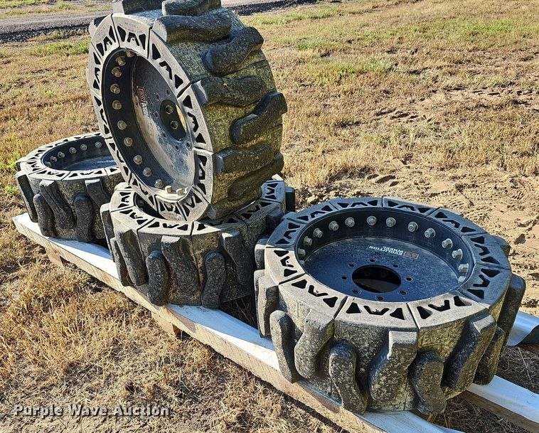 image for item NJ9810 (4) Evolution EWRS 12X16.5 skid steer wheels and tires