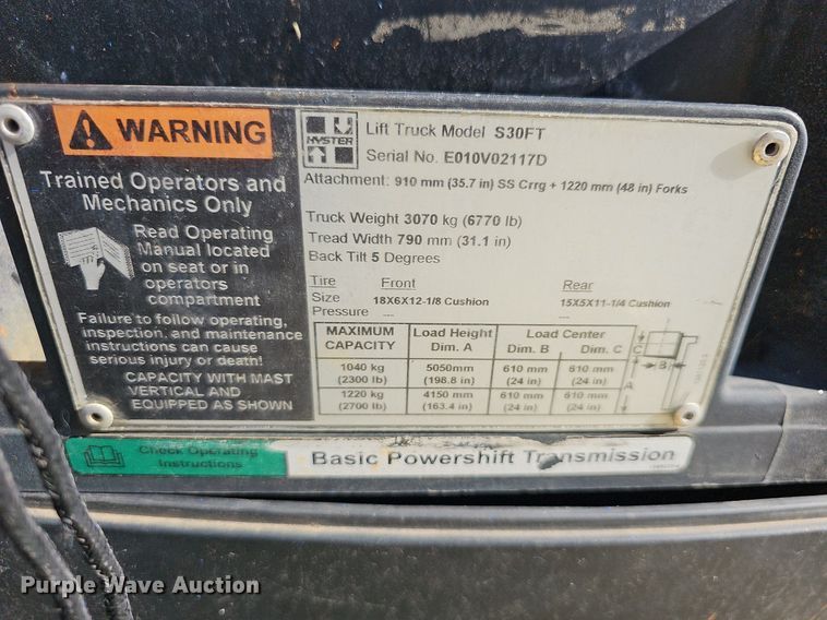 image for item NJ9818 Hyster S30FT  forklift