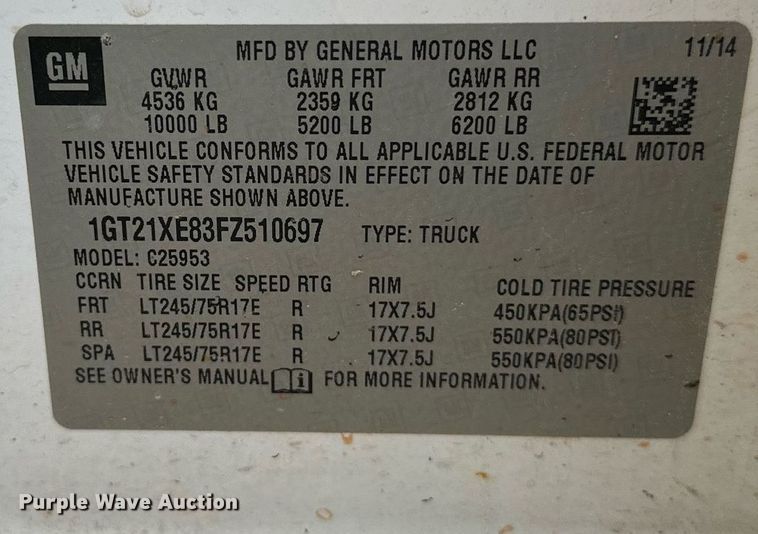 image for item NQ9313 2015 GMC Sierra 2500HD  Double Cab pickup truck