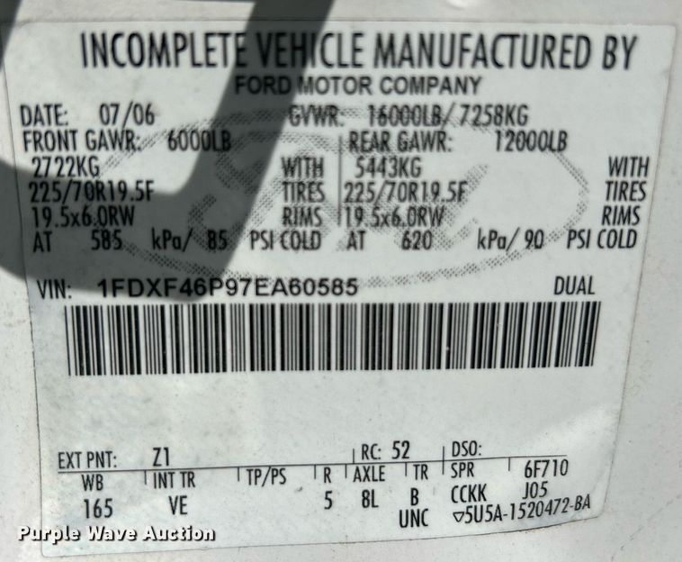 image for item NQ9793 2007 Ford F450 Super Duty  utility / service truck