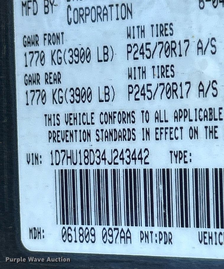 image for item NQ9818 2004 Dodge Ram 1500  Quad Cab pickup truck