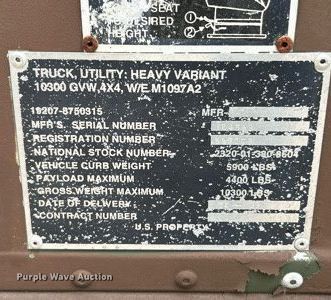 image for item NQ9851 1999 Am General M1097A2  HMMWV SUV