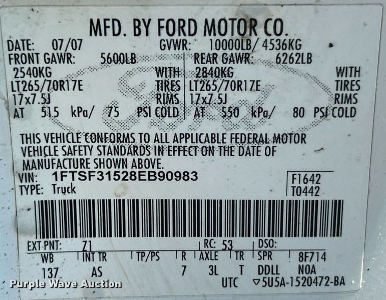 image for item NQ9882 2008 Ford F350 Super Duty XL  pickup truck