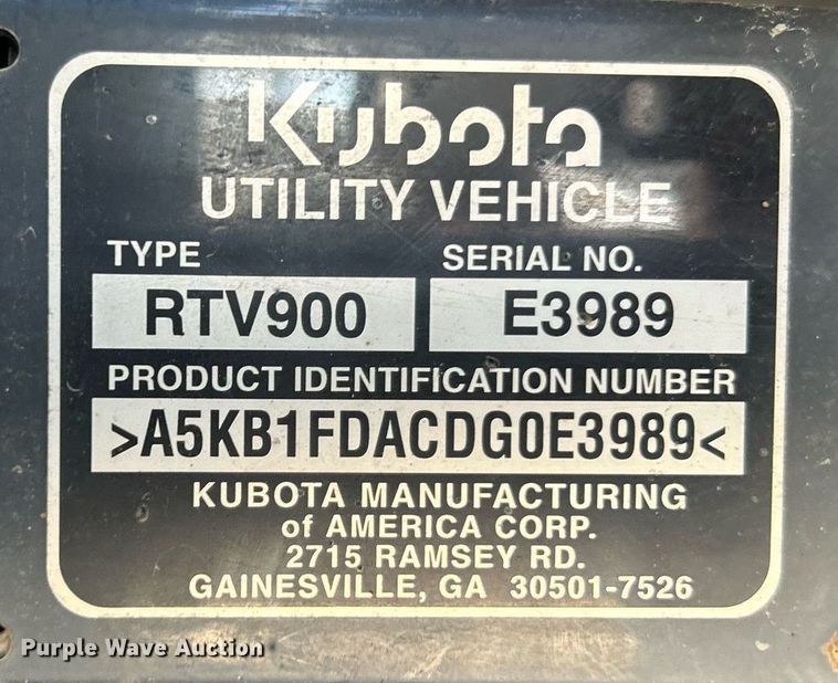 image for item NQ9883 2013 Kubota RTV900XT  utility vehicle