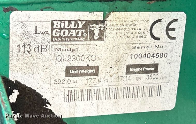 image for item NQ9905 Billy Goat QL2300KO  debris loader