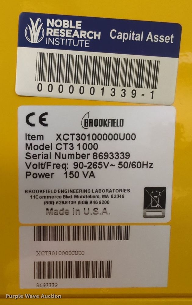 image for item NT9588 Brookefield CT3 1000  texture analyzer