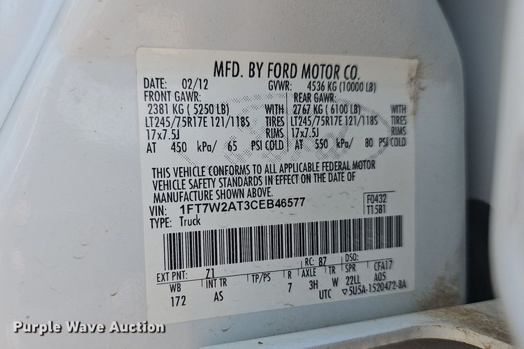 image for item NT9873 2012 Ford F250 Super Duty  Crew Cab pickup truck