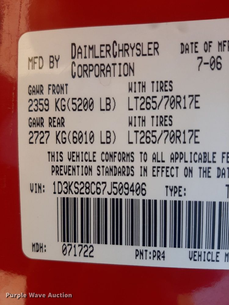 image for item NV9318 2007 Dodge Ram 2500HD  Quad Cab pickup truck