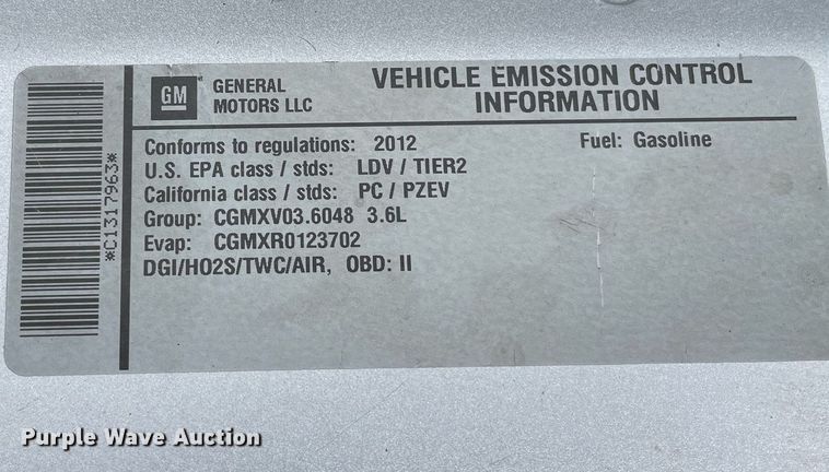 image for item NX9763 2012 Chevrolet Impala