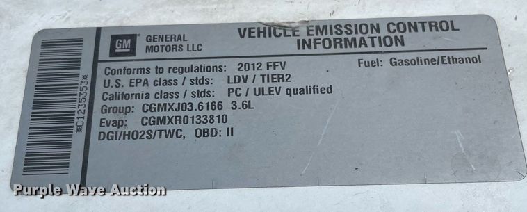 image for item NX9764 2012 Chevrolet Impala Police