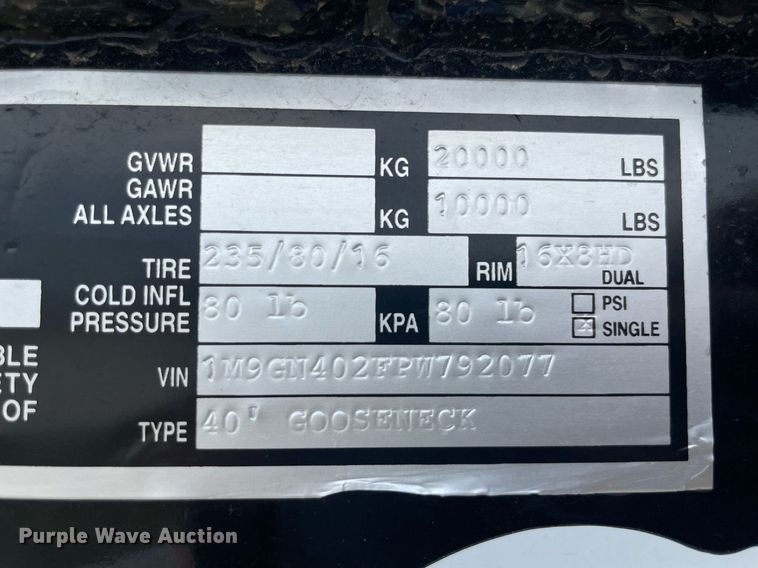 image for item NY9925 2023 MC Trailers  equipment trailer