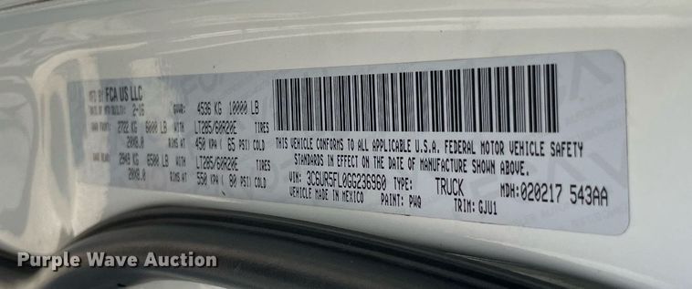 image for item NY9940 2016 Dodge Ram 2500  Crew Cab pickup truck