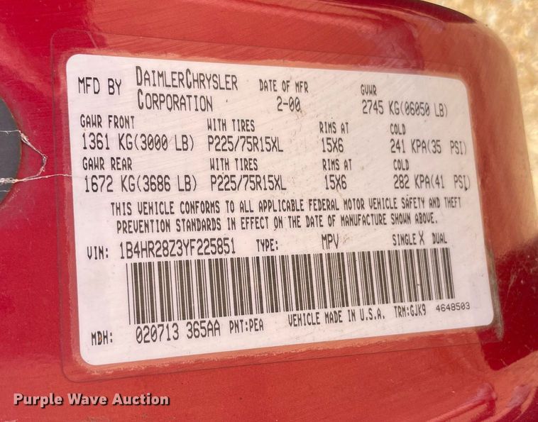 image for item NY9942 2000 Dodge Durango  SUV