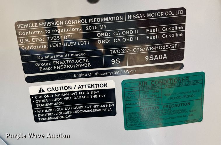 image for item NY9943 2015 Nissan NV200 SV  van