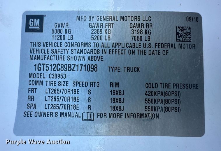 image for item OC9506 2011 GMC Sierra 3500HD  Ext. Cab pickup truck