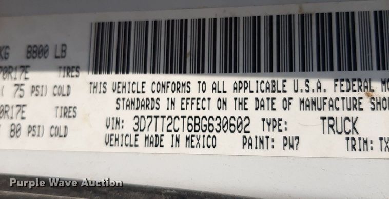 image for item OF9435 2011 Dodge Ram 2500  Crew Cab pickup truck