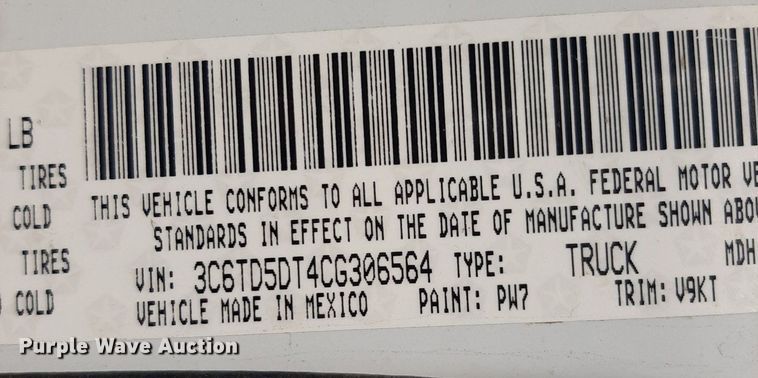 image for item OF9436 2012 Dodge Ram 2500  Crew Cab pickup truck