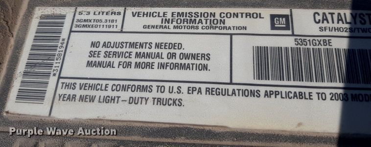 image for item OF9459 2003 Chevrolet Silverado 1500  Ext. Cab pickup truck