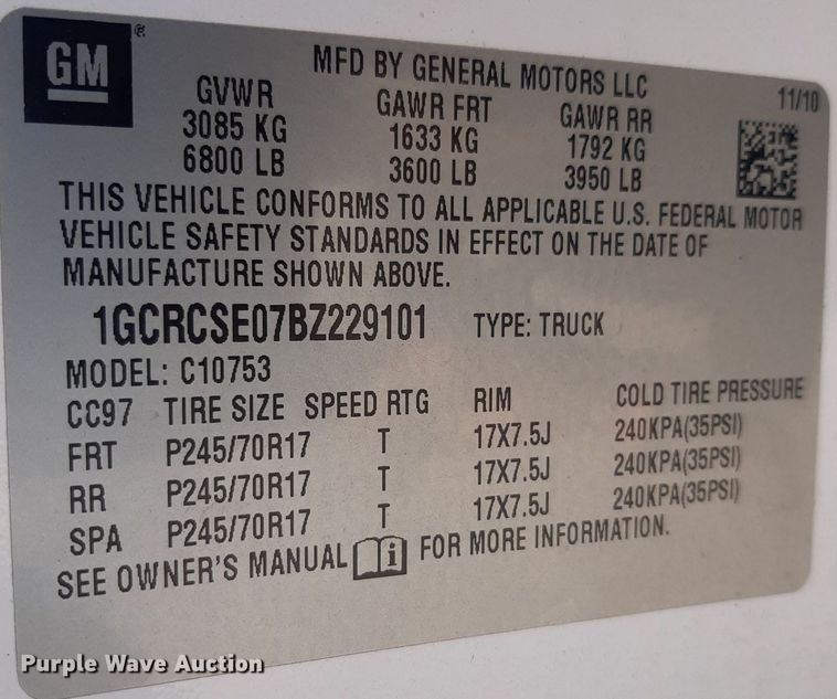 image for item OF9463 2011 Chevrolet Silverado 1500  Ext. Cab pickup truck