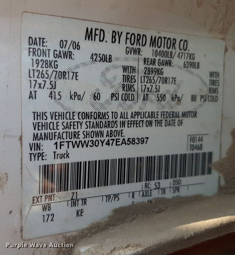 image for item OF9491 2007 Ford F350 Super Duty  Crew Cab pickup truck