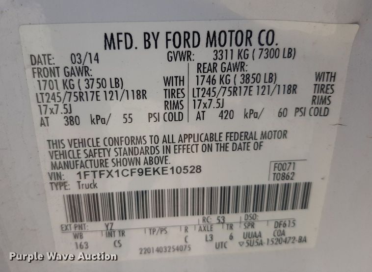 image for item OF9500 2014 Ford F150 XL  SuperCab pickup truck