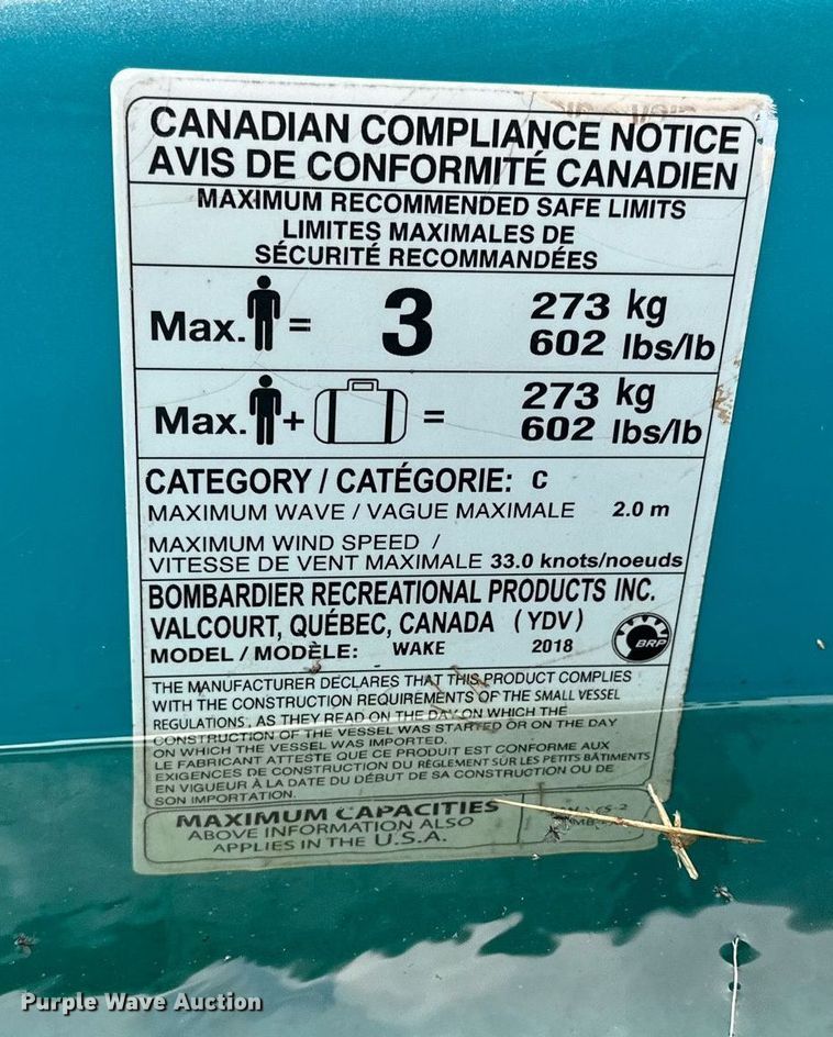 image for item OG9286 2018 Sea Doo Wake Pro 230  personal watercraft