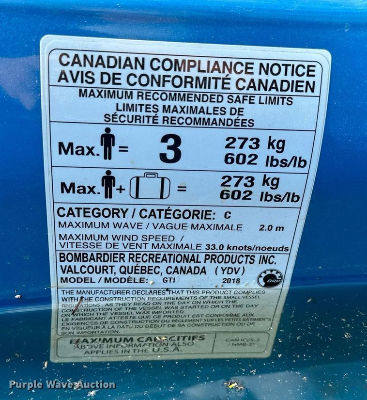 image for item OG9288 2018 Sea Doo GTI SE  personal watercraft