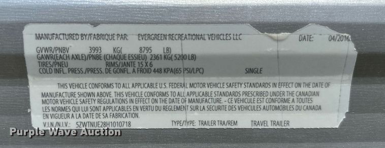 image for item OG9294 2017 Evergreen Nomad Classic 308BH  camper