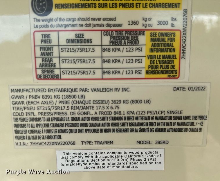 image for item OG9296 2022 Vanleigh Vilano  RV