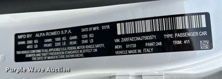 image for item OG9297 2018 Alfa Romeo Giulia