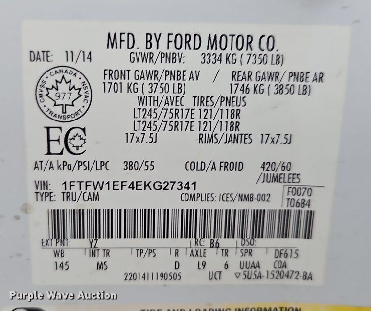 image for item OG9444 2014 Ford F150 XLT  SuperCrew pickup truck