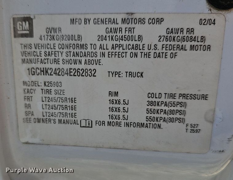 image for item OG9454 2004 Chevrolet Silverado 2500HD  pickup truck